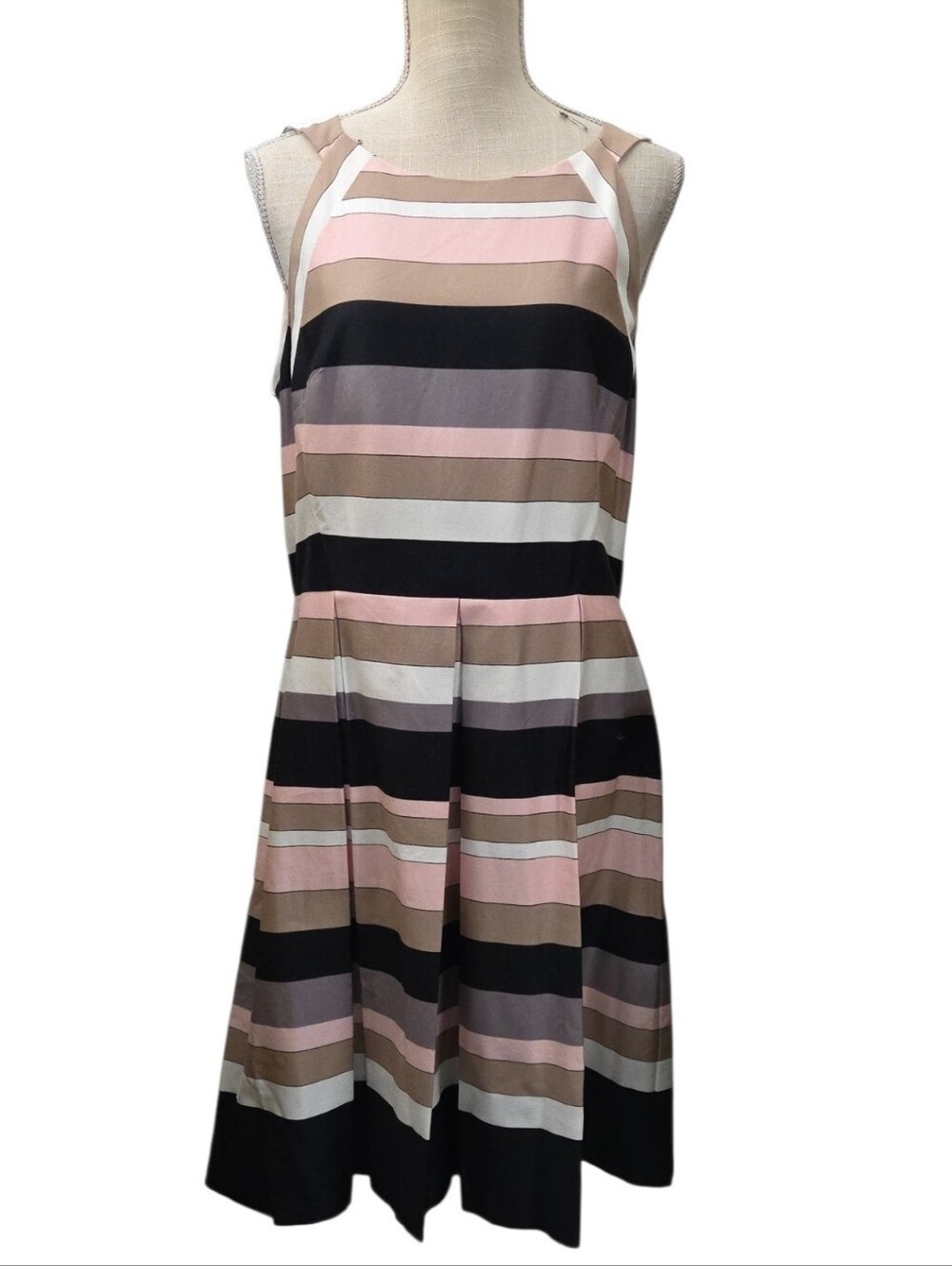 NWT Nine West Fit & Flare Pink Tutu/Black/White Striped Sleeveless Dress